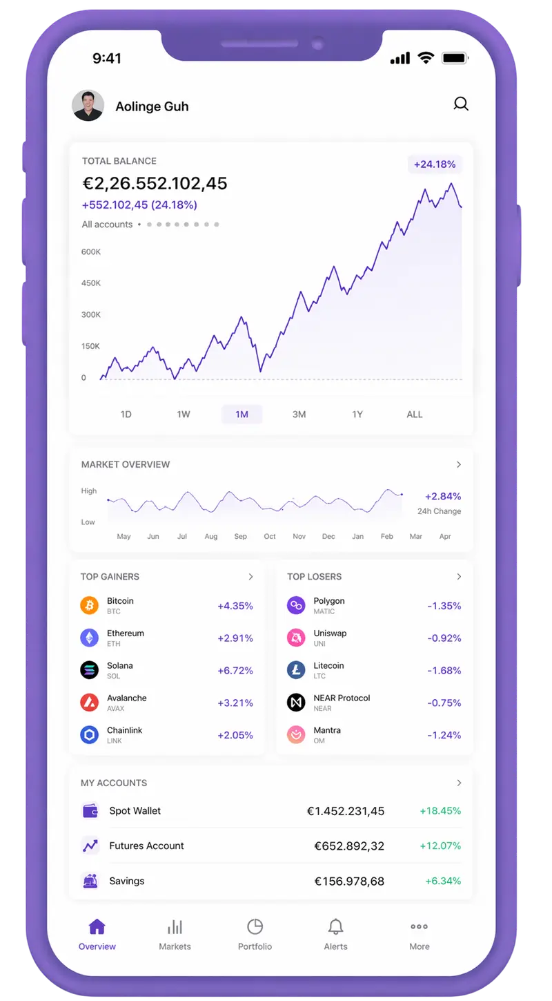 Mobile app interface for portfolio management
